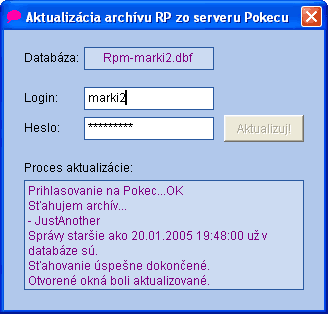 Aktualicia archvu z Pokecu